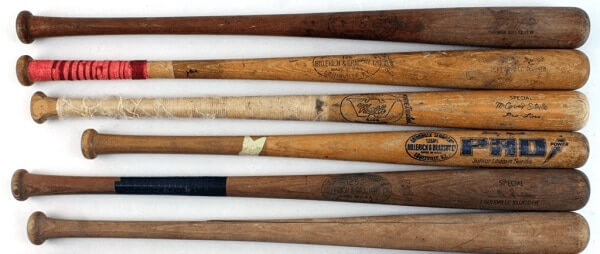 surface of a wooden baseball bat
